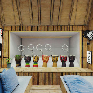 XP-Promos الكلاسيكية 3D Djembe مصغرة طبل أفريقيا 3D أداة خشبية قلادات قلادة حقيبة الموسيقى شنقا سلسلة المفاتيح حلية - Product Image 3