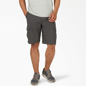 Pantalones Cortos Cargo Gris Oscuro para Hombre, Cintura Media, Transpirables, de Algodón y Poliéster, Casuales, para Verano, con Bolsillos - Product Image 1