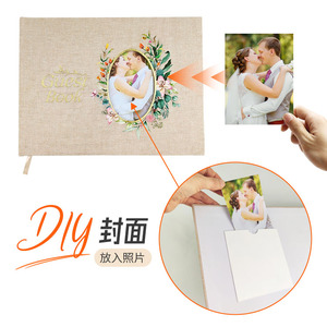 Buku Tamu Pernikahan Modern dengan Sampul Linen Kustom, untuk Resepsi, Pesta Pertunangan, Bridal Shower, Tanda Tangan, Kenang-kenangan, Jurnal - Product Image 3