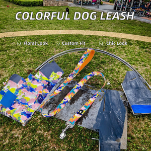 สายจูงสุนัข <span class=keywords><strong>Kingspeed</strong></span> รุ่นหรูหรา ทำจากไนลอน พิมพ์ลายภาพวาดสีน้ำมันแบบขนนก ปรับแต่งได้ หลายสี ขนาด S สำหรับลูกสุนัข - Product Image 2