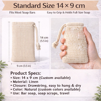 Sacs à savon en sisal personnalisés, petites pochettes en maille à cordon, en coton naturel et chanvre, biodégradables, réutilisables, pour la maison