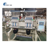 Machine à broder automatique à grande vitesse à double tête et 15 aiguilles pour casquettes, t-shirts et broderies plates