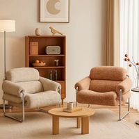 Fauteuil moderne en tissu avec structure en métal chromé et coussins moelleux pour salon, mobilier de maison, sièges de détente