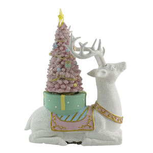 กวางเรซิ่นเรืองแสงหลากสีพร้อมต้นไม้หมุนและเสียงเพลง ของตกแต่งคริสต์มาสสำหรับวางบนโต๊ะ ใช้ภายในอาคาร - Product Image 4