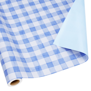 Classic Country Blue Checkered Wrapping <b>Paper</b> Eco Friendly Plaid Print For Baby Boy Shower Birthday Newborn Gift Packaging <b>Roll</b> - Product Image 1
