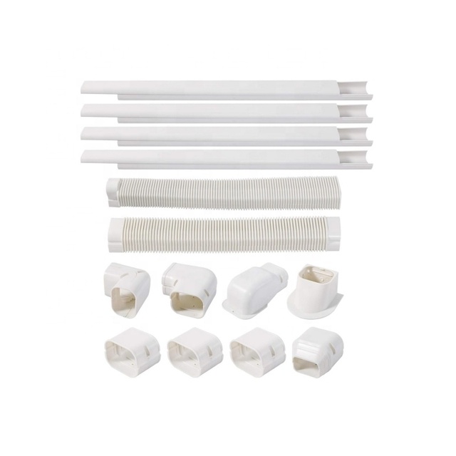 HVAC PVC Full Set Mini Split air Conditioner Line Set Cover Kits Ac Pipe Duct Cover Plastic Decorative Line Cover Kit for Ac