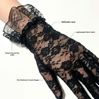 Gants courts en dentelle florale pour femmes, élégants, à volants, pour les fêtes, l'opéra, les dîners, les mariages