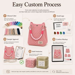 Bolso <span class=keywords><strong>de</strong></span> Ganchillo Estético y Colorido para el Mercado Europeo, MOQ Bajo, Bolso Tipo Cubo Tejido Personalizado con Etiquetas y Etiquetas Colgantes Personalizadas - Product Image 6