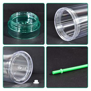 Vaso Acrílico de Doble Pared de 16 oz, Delgado, con Pajita y Orificio, Botella de Agua de Plástico, Superventas - Product Image 3