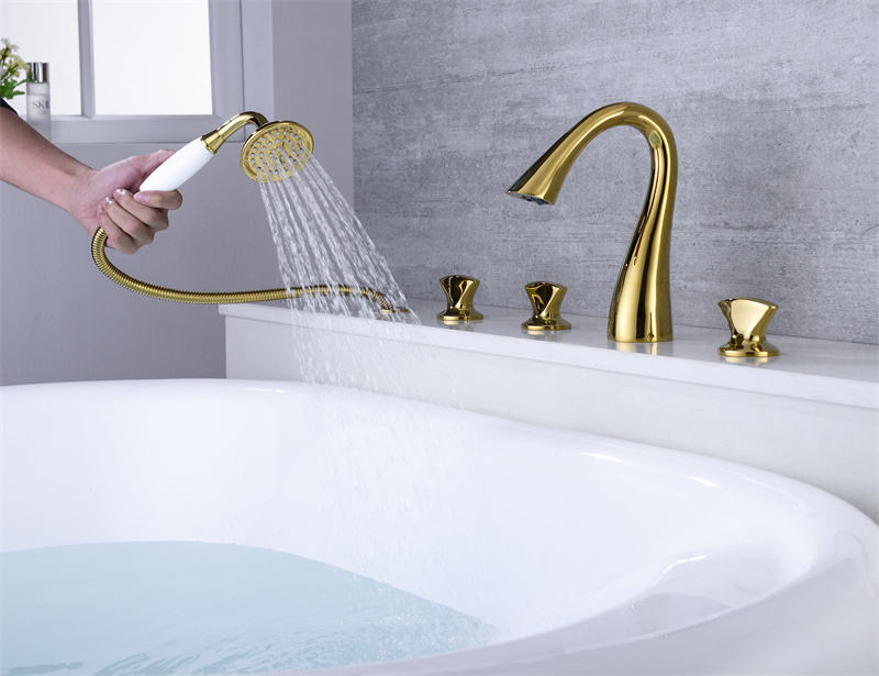 Kit de molduras de bañera romana de oro y titanio brillante de