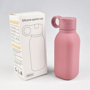 Bouteille d'eau portable en silicone de 450 ml avec poignée et paille en plastique pour enfants, idéale pour l'école et les voyages, personnalisable avec logo - Product Image 6