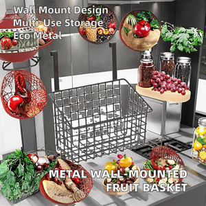 Customized Modern Rectangle Metal Eco-Friendly <b>Wall</b> Mounted Fruit <b>Basket</b> Over the Cabinet Door Hanging <b>Storage</b> <b>Basket</b> - Product Image 2