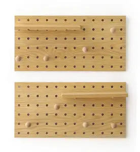 壁挂式木挂板挂钩模块化展示整理器钉板储物架