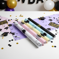 Papier d'emballage pour fleurs imperméable de style coréen pour la saison des diplômes, motif chapeau de docteur pour la décoration de bouquets, papier recyclable
