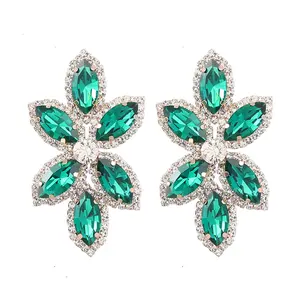 Fashion rhinestone crazy cool earrings alloy glass diamond leaf earrings jewelry for women 2022