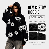 Hoodie personnalisé streetwear avec impression en relief, fabricant OEM chinois, en molleton de coton épais et doux, coupe oversize