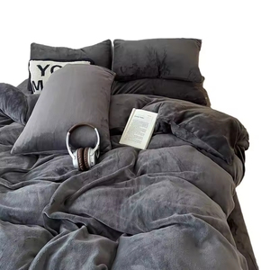 Set di Biancheria da Letto Invernale in Velluto di Latte Ispessito a Doppio Strato, Tipo Lenzuolo con Angoli, 3 o 4 Pezzi, <span class=keywords><strong>Copripiumino</strong></span> <span class=keywords><strong>Grigio</strong></span> di Alta Qualità - Product Image 6