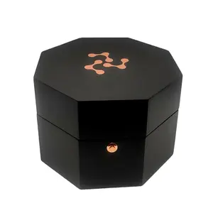 Kotak jam tangan kayu tunggal oktagon unik kotak peraga jam tangan mewah kustom kotak kemasan hadiah jam kayu