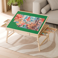 Table de puzzle en bois 1500 pièces, 4 tiroirs, pieds pliants, rotation à 360°, inclinaison réglable, housse de protection, poste de travail artisanal