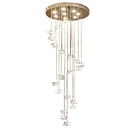 Lustre de plafond moderne en cristal optique en spirale goutte de pluie, longue chaîne LED en acier inoxydable et acrylique, IP65, lumière du jour 5000K pour hôtels