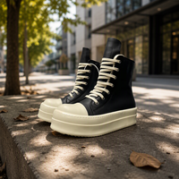 Bottes d'hiver de luxe pour homme Owens, à semelle épaisse, avec fermeture éclair, rehaussantes, à lacets, en similicuir et caoutchouc