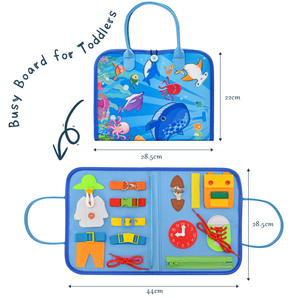 Juguete sensorial educativo de tablero ocupado de fieltro Montessori para el aprendizaje del desarrollo de habilidades motoras finas de la primera infancia - Product Image 1