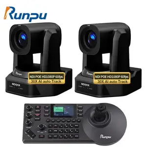 Runpu HD66A-30N Studio PTZ Kamera NDI | HX 30X SDI für Sendung Videokonferenzlösung+IP PTZ-Controller-Kit