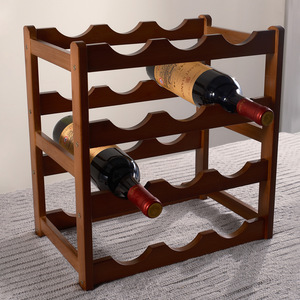 Exhibidor de Vino de Madera al por Mayor, Panel Superior de Aluminio, Decoración Moderna para el Hogar, Cocina, Comedor, Bar, Elegante Exhibidor de Vino de Mesa - Product Image 3