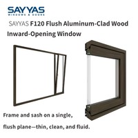 Ventana Moderna Insonorizada y Aislante Térmica de Aluminio Revestido de Madera para Dormitorio, Baño y Cocina, Modelo Sayyas F120 con 3 Años de Garantía