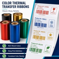 Cinta de Transferencia Térmica de Resina Azul de 70 mm x 300 m, Cinta para Códigos de Barras Resistente a Químicos, Impresión Sintética en PET para Etiquetas