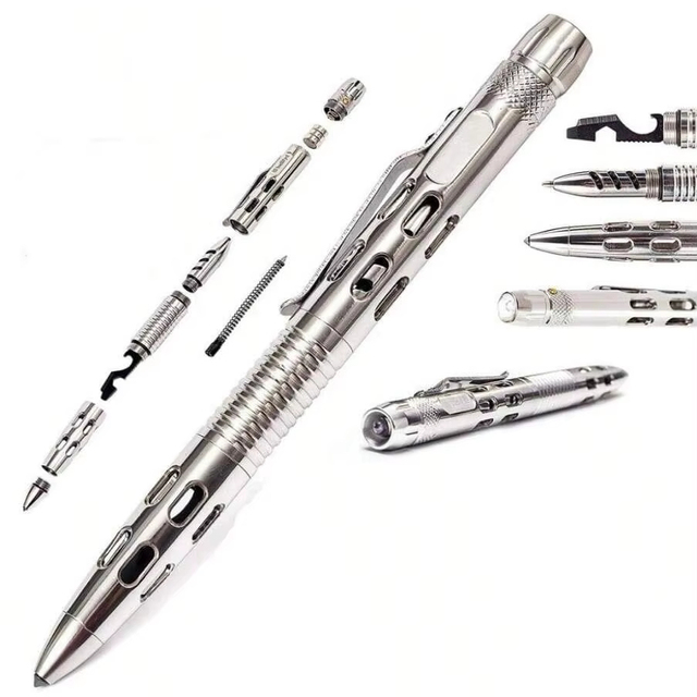 New Stainless Steel Tactical Pen Flashlight Screwdriver Tool Glass Breaker Bottle Opener Self-Defense EDC Tool Emergency Kit