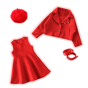 Aliexpress Nouvelle Mode Coréenne Manteau Rouge et Ensemble Robe de Princesse pour Filles, Vêtements pour Enfants du Fabricant Chinois - Product Image 1