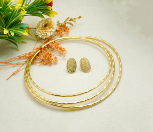 Ensemble collier et boucles d'oreilles plaqué or fait main élégant pour femme, bijoux ethniques tendance, accessoires de mariage - Product Image 6