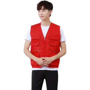 Chaleco de Trabajo Personalizado con Múltiples Bolsillos y Cuello en V, de Poliéster, Corte Holgado, para Hombres, Ideal para Voluntariado, Viajes, Fotografía y Publicidad, Tallas M, L, XL, XXL - Product Image 1