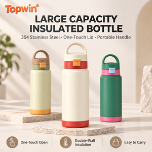 304 Stainless Steel Vacuum Insulated Tumbler <b>Water</b> <b>Bottle</b> Large Capacity One Touch Lid Portable Handle <b>for</b> Travel Gym Office - Product Image 1