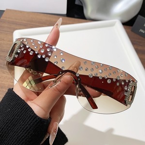 Lunettes de soleil sans monture UV400, luxueuses, pour femmes, protection solaire adulte - Product Image 3