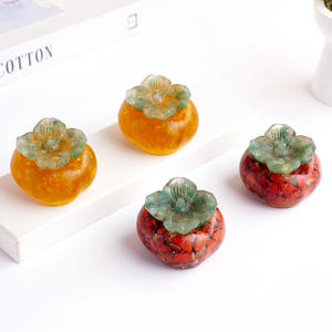 Ornement en résine de cristal naturel en forme de kaki, rouge et jaune, pour la décoration intérieure et <span class=keywords><strong>les</strong></span> cadeaux, vente en gros - Product Image 1