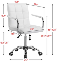 Chaise de bureau avec bras/roues pour étudiants pivotant en similicuir ordinateur domestique noir