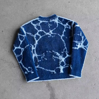 Fabricant de pulls Design personnalisé Logo Vintage Mohair Fuzzy Fur Jacquard Street Knitted Pullover Reversible Sweater Unisex