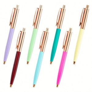 Click Ballpoint Wholesale <b>Creative</b> Simple Student Writing Advertising <b>Gift</b> With Customized Logomulti-Color Metal Pen - Product Image 1