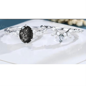 Bague de fiançailles en argent 925 avec pierre de lune, sertie de griffes, motif végétal romantique, bijoux fins pour femmes - Product Image 3