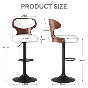Taburete de Bar Ergonómico Moderno de Dos Colores, Giratorio, Ajustable en Altura, con Asiento Grande, para Cocina, Bar o Exterior - Product Image 6