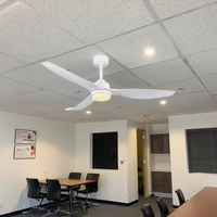 Éclairage LED simple et propre lame en plastique télécommande ventilateur de plafond de refroidissement par air pour hôtels bureau chambre salon utilisation