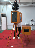 AIPAILE APL-W4 - Stand de cabine photo et d'imprimante avec écran tactile de 18,5 pouces - WiFi/Bluetooth - Chêne vintage - Compatible iPad - Garantie de 2 ans