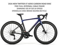 Nouveau Vélo de Route Twitter X7 Carbon 2026 Neuf d'Usine 700c Cadre Aéro à Câblage Interne Complet R7120 24 Vitesses Freins à Disque Hydrauliques Course