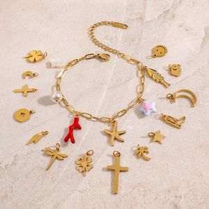 Acero inoxidable americano moda chica sol Luna y estrellas DIY colgante collar horno vacío chapado 18K colgantes - Product Image 3