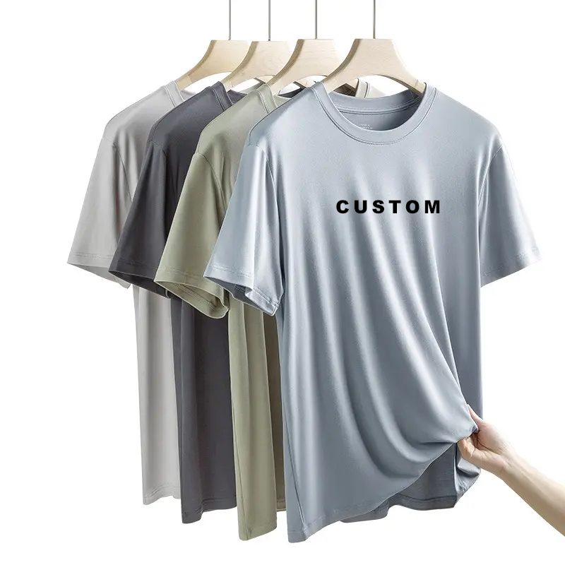 Sommer 95% Bambus 5% Spandex Blank Herren Cooling T-Shirt Custom Plain Herren Bambus faser T-Shirt