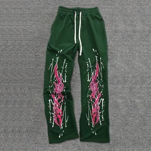 OEM กางเกงสเวตเตอร์เอวยางยืดสำหรับผู้ชาย, กางเกงขาตรงมีกระเป๋ากางเกงขาบานมีกระเป๋าพิมพ์ลายกราฟิก - Product Image 2