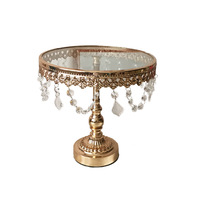 Support à gâteau en métal de style européen avec plateau en verre pour décorations de mariage à usage domestique ou présentation de table à dessert