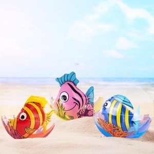 Pelota de playa inflable de PVC de <span class=keywords><strong>8</strong></span> pulgadas, colores rojo, rosa y azul para niños, bolas transparentes con peces de colores en el interior para decoraciones de fiesta - Product Image 6